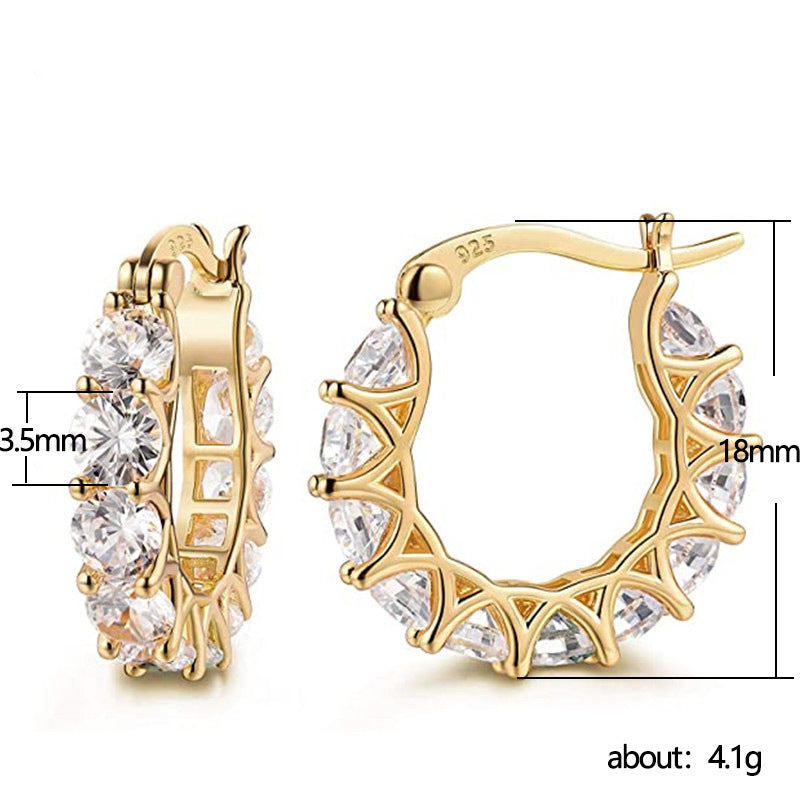 French full inlaid zircon lace earrings U-shaped earrings cross-border