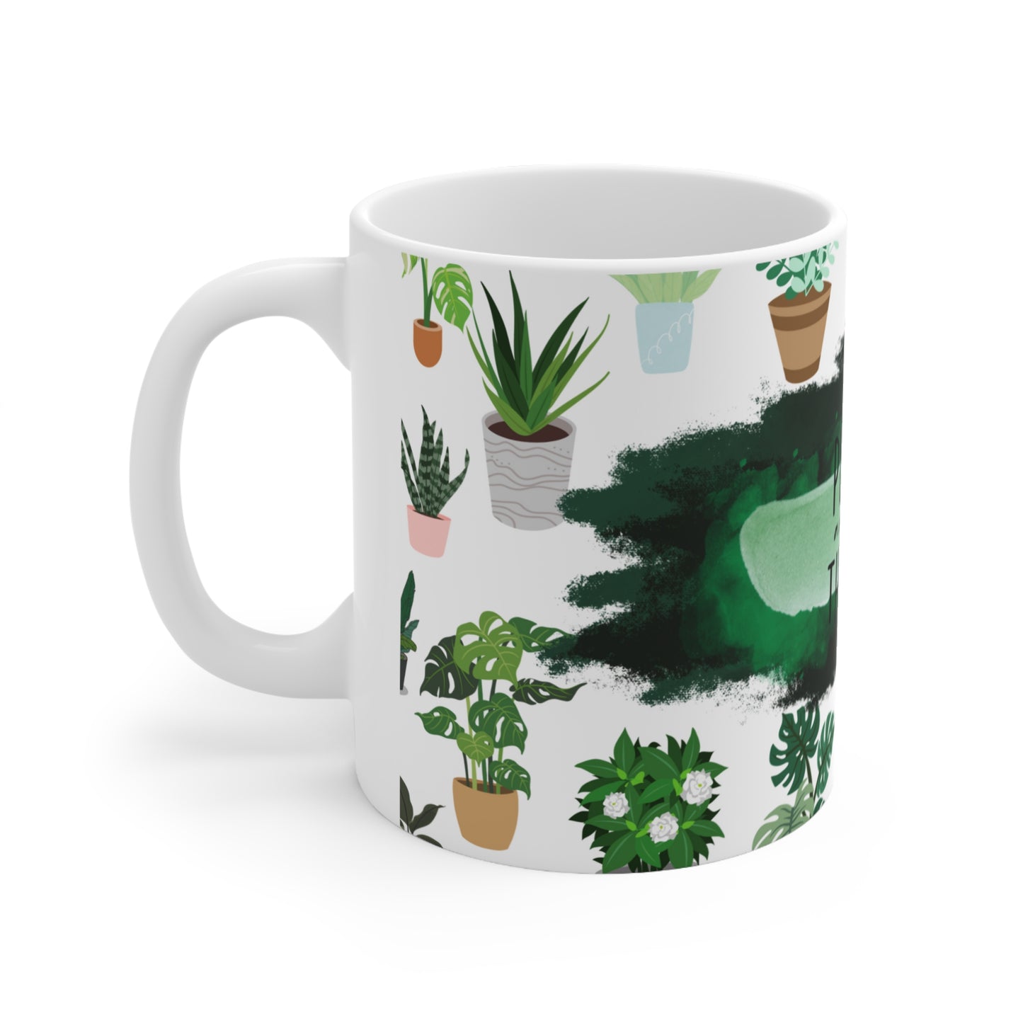 Plants Are My Therapy White Ceramic Mug, 11oz