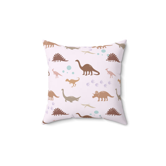 Dino Girl Polyester Square Pillow
