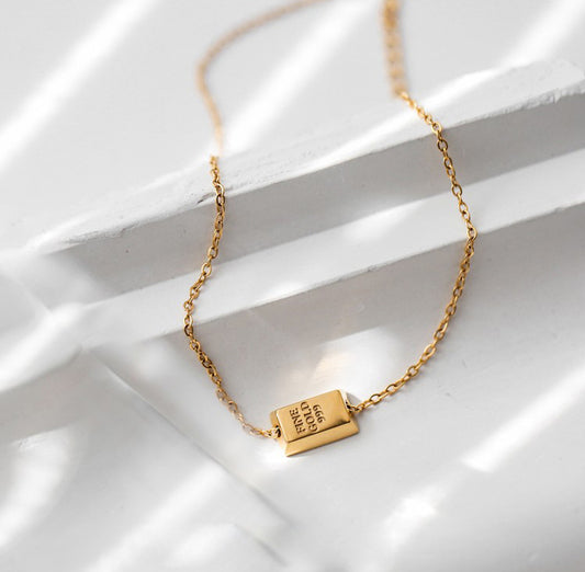 18K Gold Light Luxury Simple Small Gold Bar Gold Brick Advanced Design Anklet