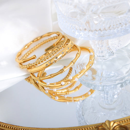 18K gold trendy fashionable round bead/star/bamboo shape/irregular design bracelet