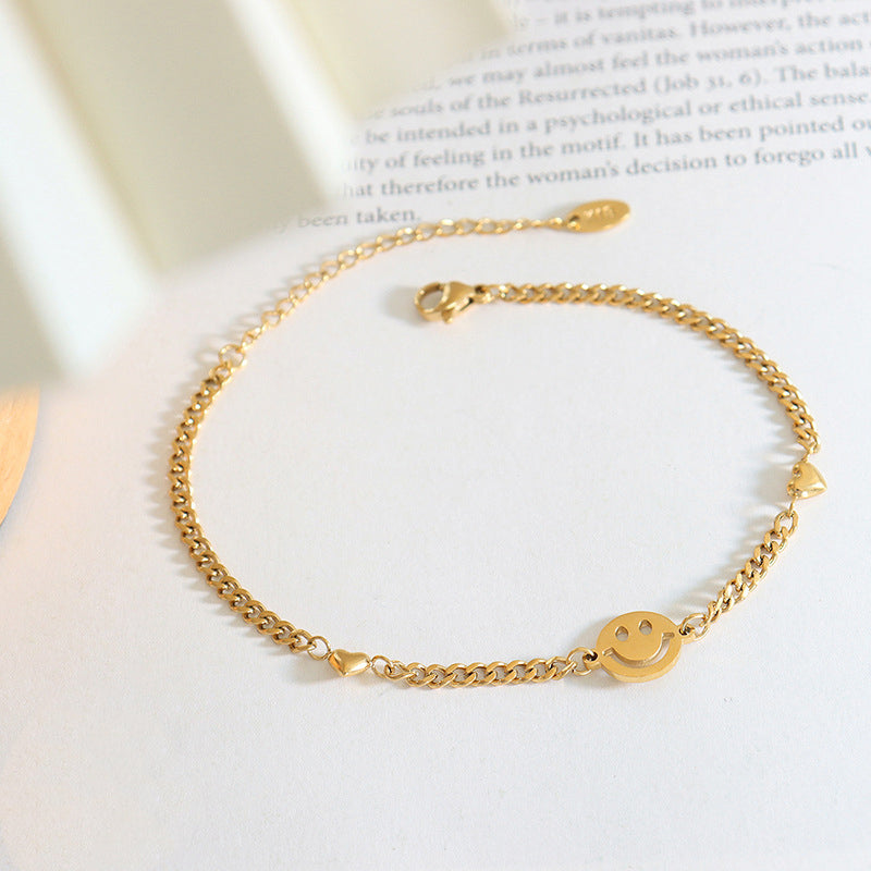 18K gold exquisite fashionable smiley design light luxury style bracelet