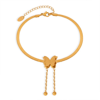 18K gold exquisite and noble butterfly design beach style anklet