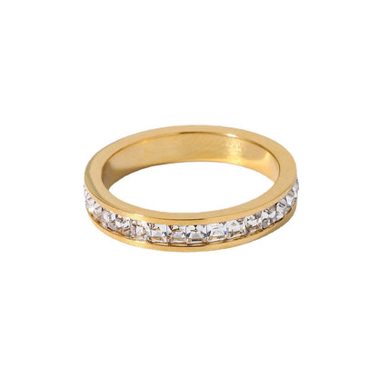 18K gold exquisite and dazzling single circle inlaid zircon design ring
