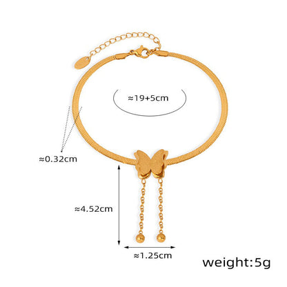 18K gold exquisite and noble butterfly design beach style anklet