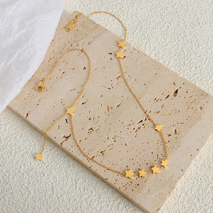 18K gold exquisite vintage star-shaped necklace with tassel design and versatile
