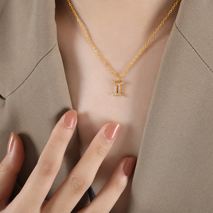 18K gold exquisite and dazzling twelve constellations diamond design light luxury style necklace