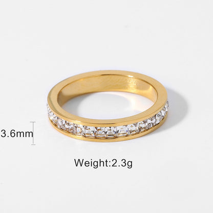 18K gold exquisite and dazzling single circle inlaid zircon design ring