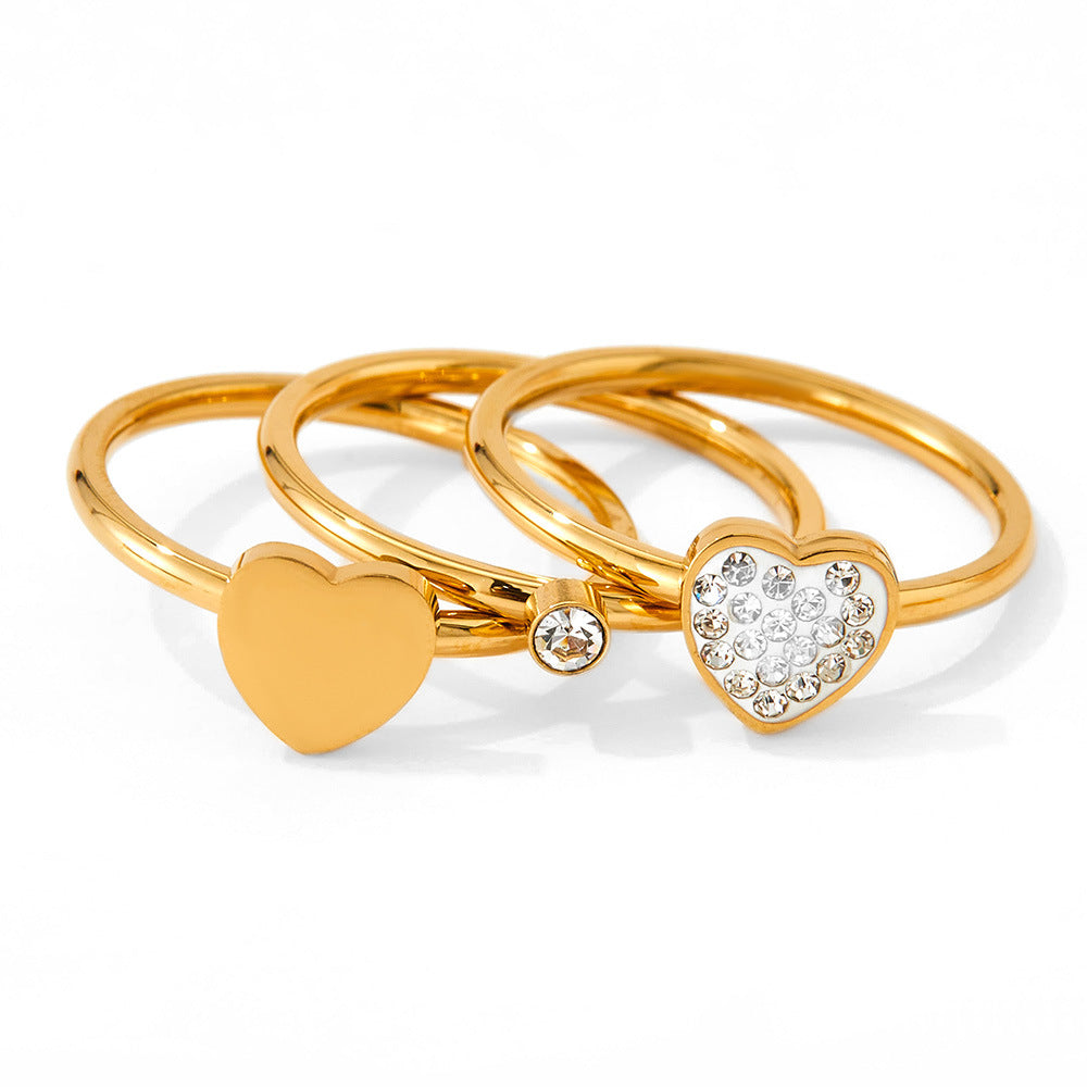 18K gold exquisite and fashionable love diamond/zirconia design ring set
